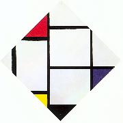 Piet Mondrian Lozenge Composition with Red, Gray, Blue, Yellow, and Black painting